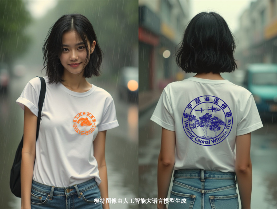 草海连理树T恤模特